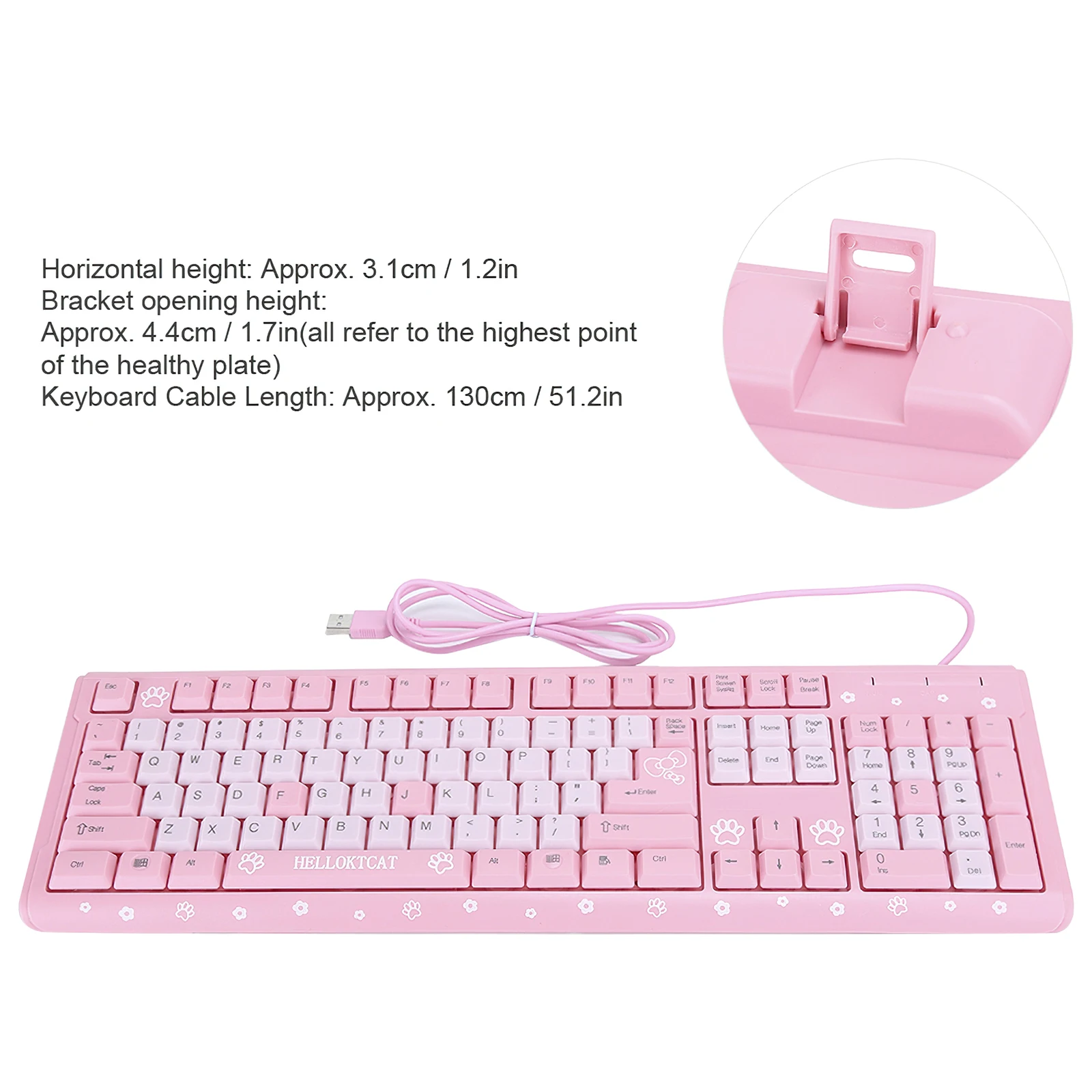 

Keyboard USB Wired Ultra-Thin Cute Cartoon Waterproof Adjustable Universal Keyboard For Home Office Laptop Computer Universal