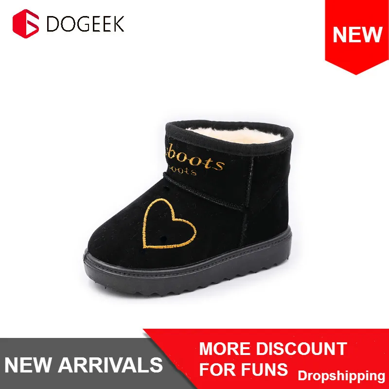 

DOGEEK New Flock Children'S Autumn Little Girl Ankle Snow Boots For Warm Plush Kids Snow Fashion Winter Warm Lovely Shoes