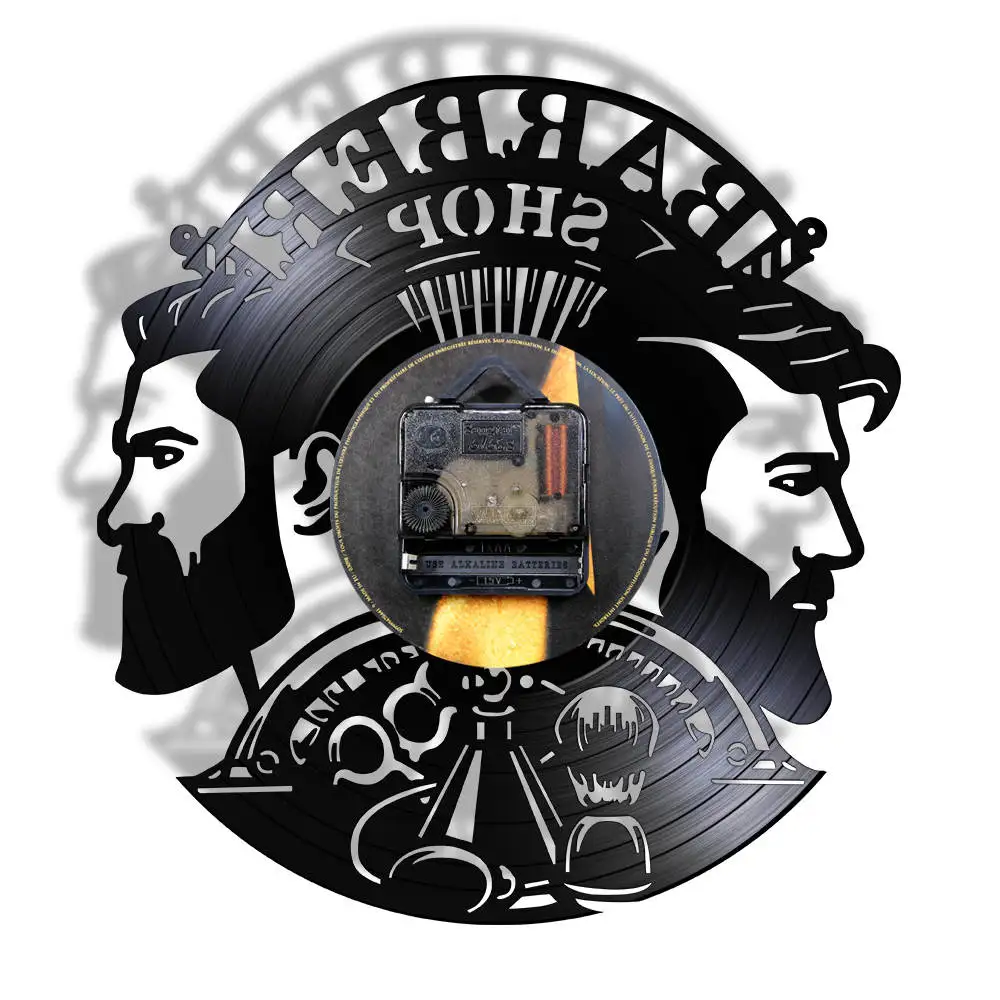 Настенные кварцевые часы для парикмахера мужская виниловая прическа с пластиной