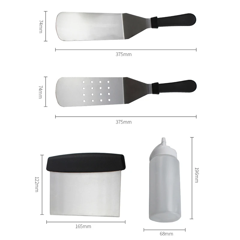 

5Pcs Outdoor Stainless Steel Barbecue Tool Set Tomato Sauce Bottle BBQ Grill Set Pancakes Steak Pizza Iron Plate Barbecue Set