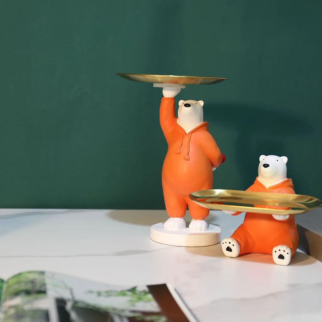 Скандинавская скульптура в виде белого медведя поднос для хранения украшение