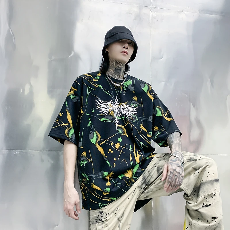 Футболка в стиле Харадзюку с принтом виде молитвы граффити лето 2020 свободная