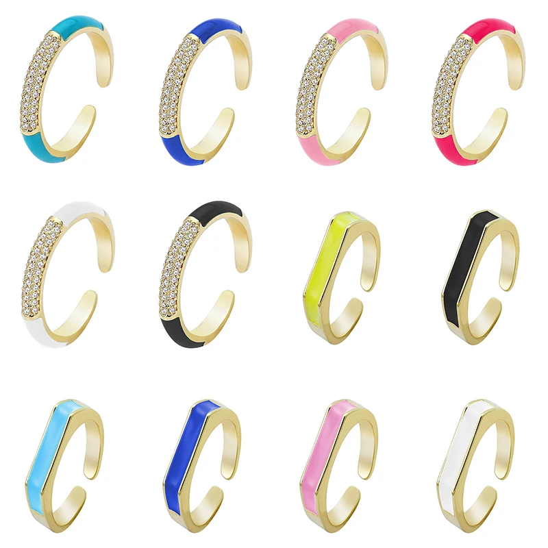 

2021 Fashion Simple Design Vintage Nulticolor Gold Ring for Women Men Charms Dripping Oil Ring Gothic Jewelry Accessories