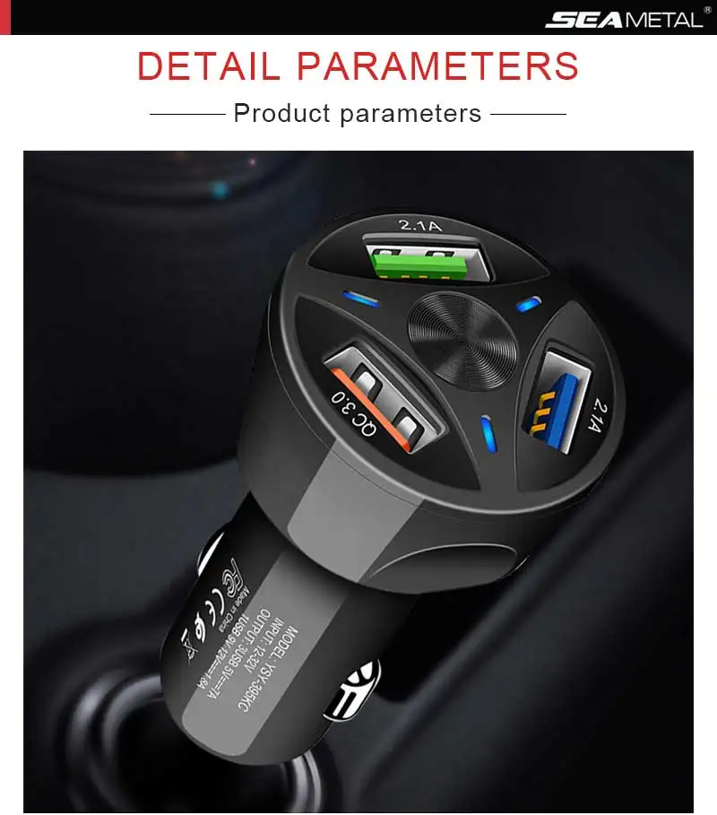 QC3.0 Cigarette Lighter Charger 3 USB Car Cigarette Lighter Socket 2.1A Fast Charging Car Socket Adapter USB Cigarette Lighter