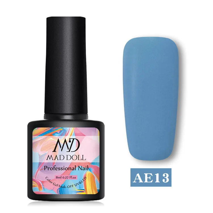 Matte13 MAD DOLL, 8 мл, блестящий гель, матовый лак для ногтей, розовое золото, блестящий лак, замочить от УФ-ногтей, Гель-лак - Цвет: Matte13