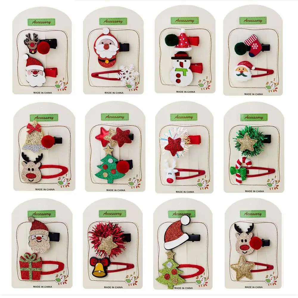 Модная Рождественская детская заколка для волос красочный фестиваль Санта Клаус