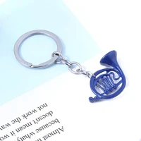 blue french horn keychain ring keychain mini car keychain decorative gift romantic pendant key ring pendant charm gift jewelry