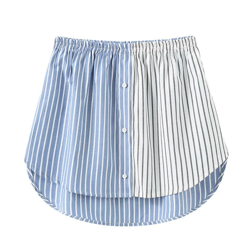 

Women Short Shirt Skirt Striped Mini Dress Casual Office Blouse A-Line Skirts
