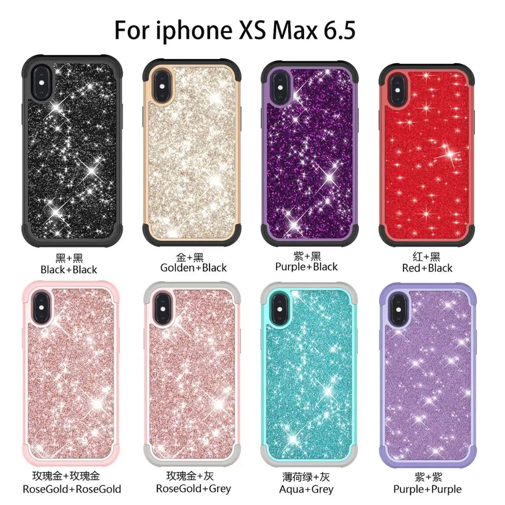 Гибридный 3D Блестящий бронированный чехол для iPhone 8 6 6S 7 Plus X XS Max XR десять