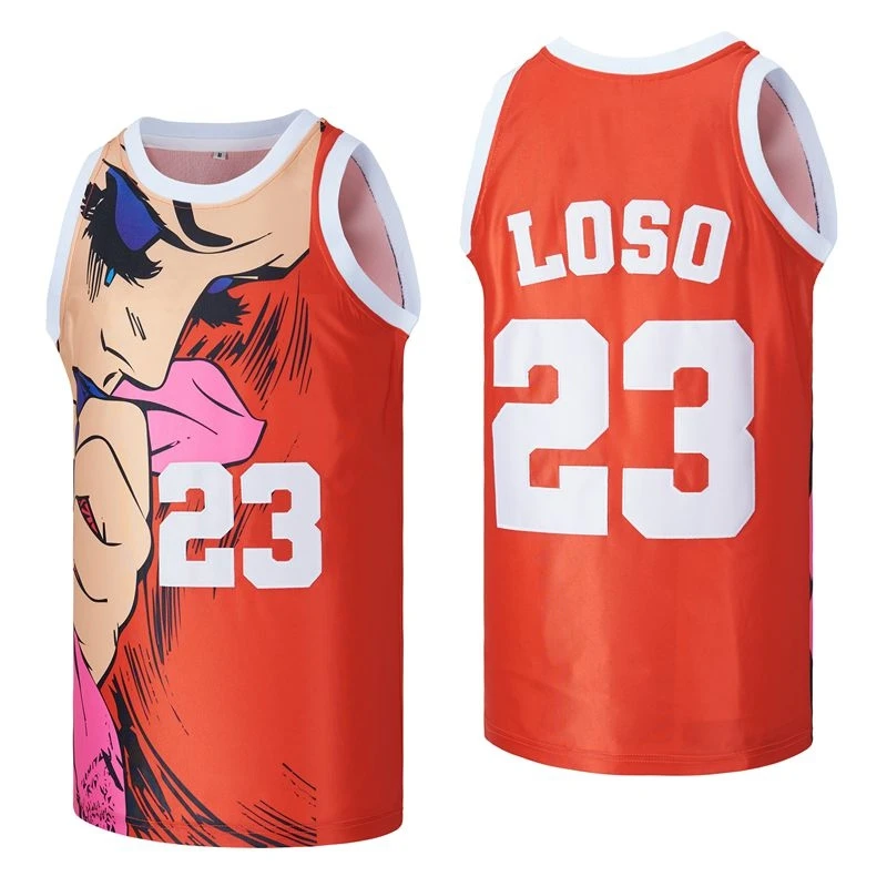 

BG basketball jersey 23 LOSO Jerseys Embroidery sewing Outdoor sportswear Hip-hop movie white summerTIME SHOOTOUT 2021 RED