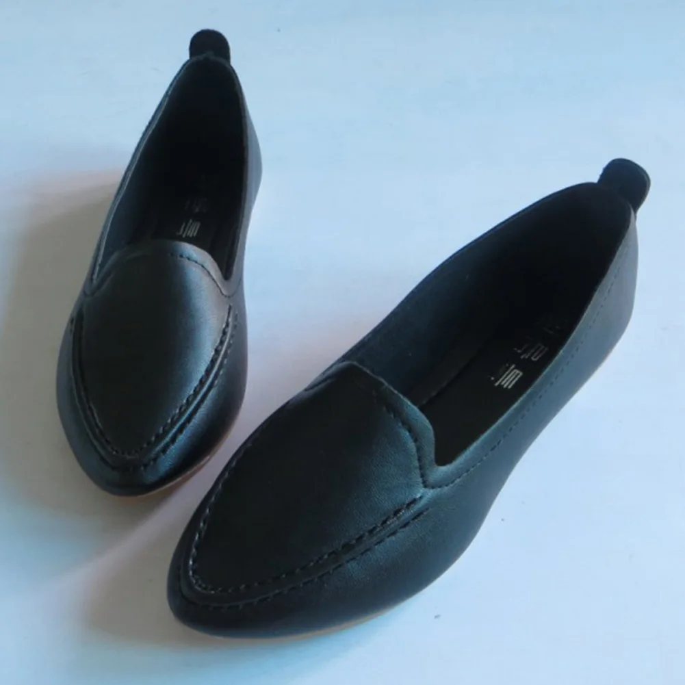 

Womens Ladies Soft Leather Comfortable Slip On Loafer Casual Flat Shoes Size 2-6