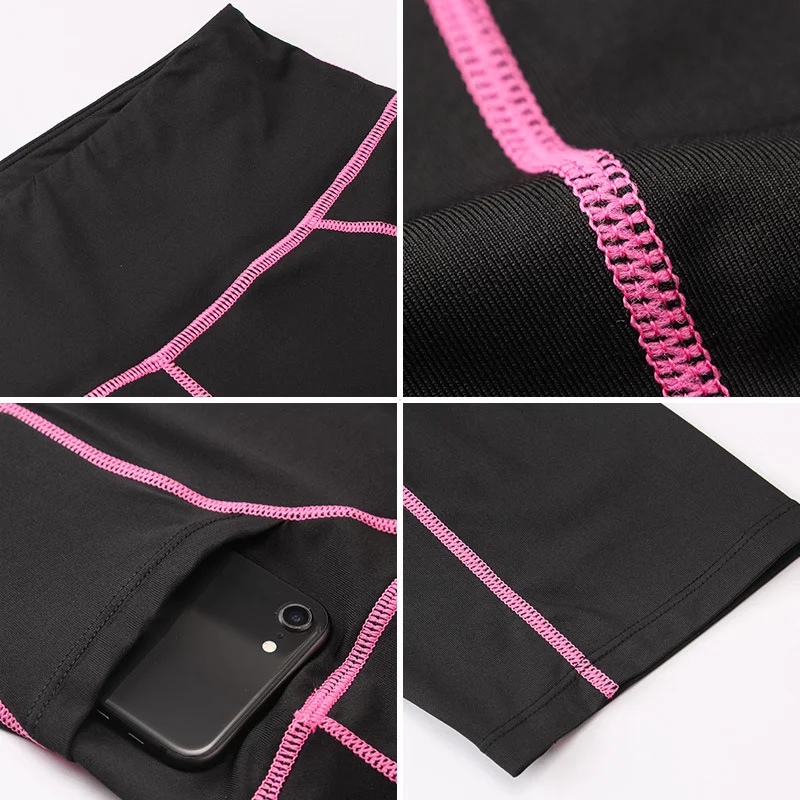 Новые штаны для йоги женские эластичные Капри с карманами летние спортивные бега