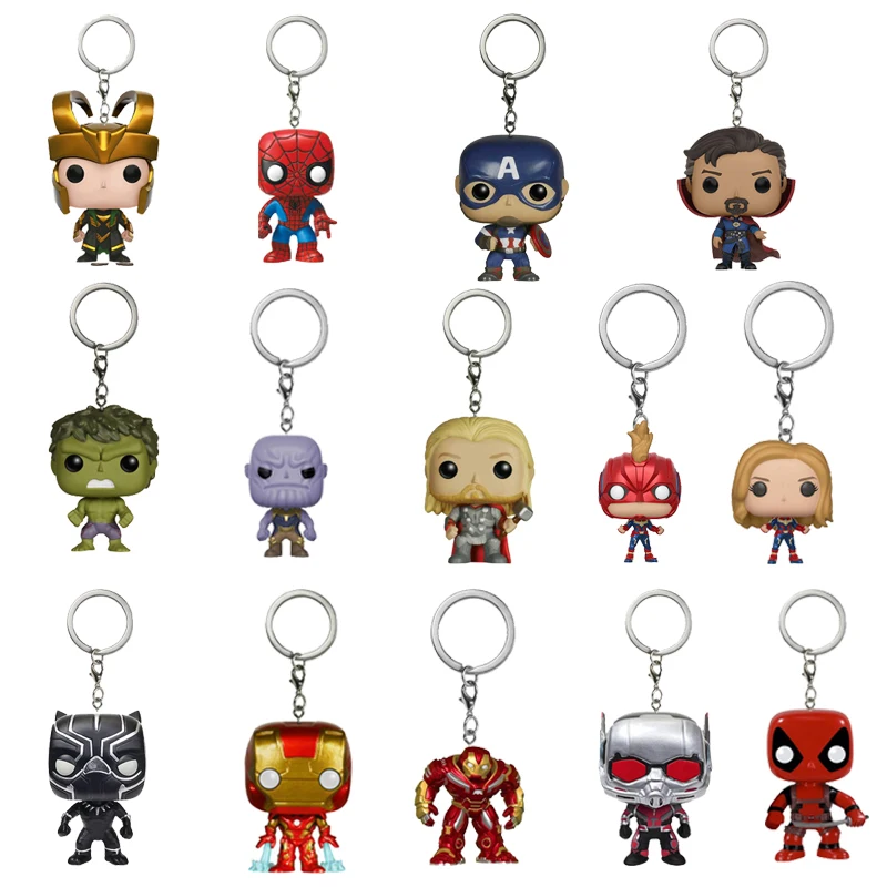 

Disney Marvel супергерой брелок с персонажами Venom Железный человек Рокки Дэдпул Тор Брелок с человеком-пауком виниловая игрушка детский подарок н...