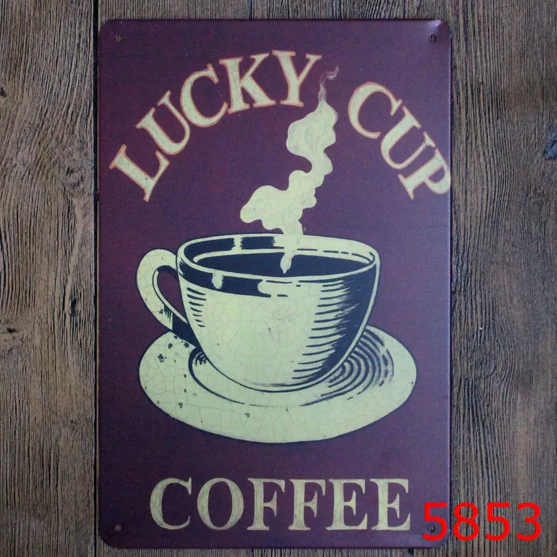 Новое поступление жестяные таблички с надписью LUCKY CUP COFFEE художественный постер в