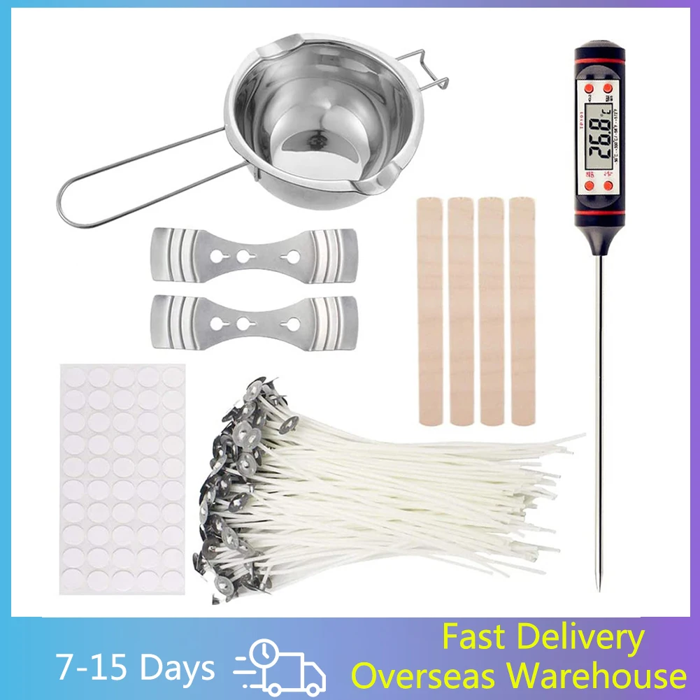 

Candle Making Kit DIY Candle Craft Tools with Melting Pot 50pcs Candle Wick and Thermometer for Home Aroma Candle Making Tools