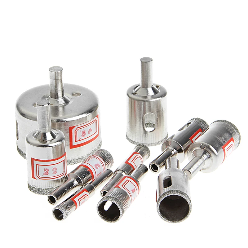 

10Pcs 8-50mm Diamond Coated Core Saw Hole Drill Tool For Glass Marble Tiles W0YF