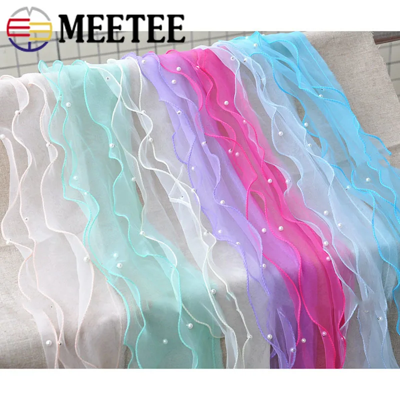 

2yards Meetee 10cm Polyester Yarn Lace Trim Multicolor Multi-layer Beaded DIY Handmade Wedding Dress Decoration Accessories