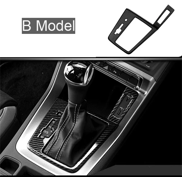 B Model Carbon fiber Автомобильный Стайлинг из углеродного волокна Стиль рычаг переключения передач рукав украшения крышки кнопок наклейки для Audi Q3 аксессуары для интерьера - Название цвета: B Model Carbon fiber