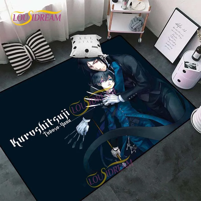 Ковер квадратный с анимационным рисунком "Черный Дворецкий" для спальни и гостиной, ковры и коврики для пола для детской комнаты и декора дома.