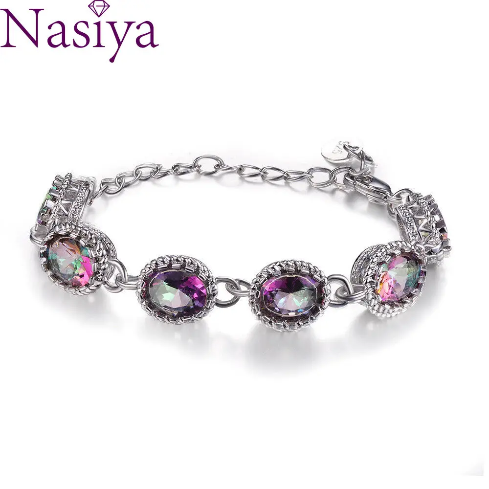 Оптовая продажа ювелирных браслетов из серебра 925 пробы мистический Радужный