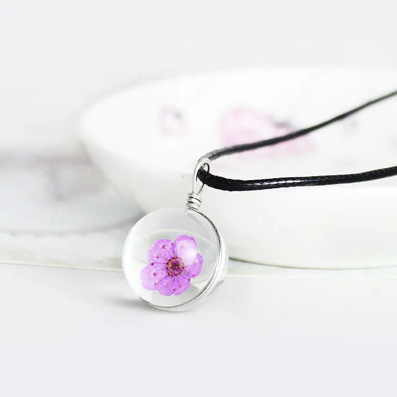 2019 черная Вощеная Веревка прозрачное стекло массивное ожерелье с подвеской