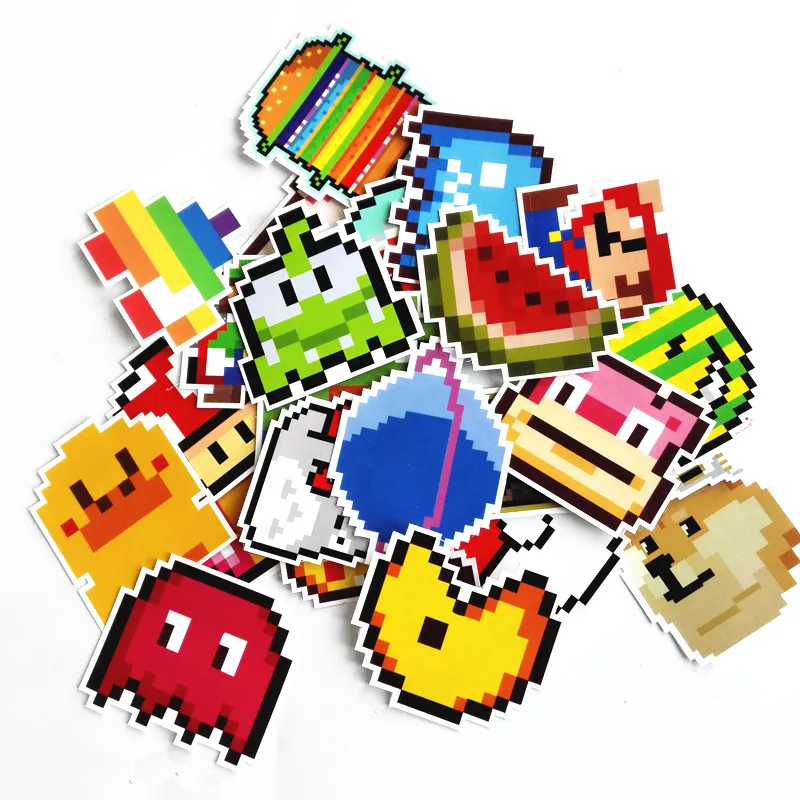 TD ZW 25 шт. наклейки с героями мультфильмов в стиле Mario Pixel для сноуборда ноутбука