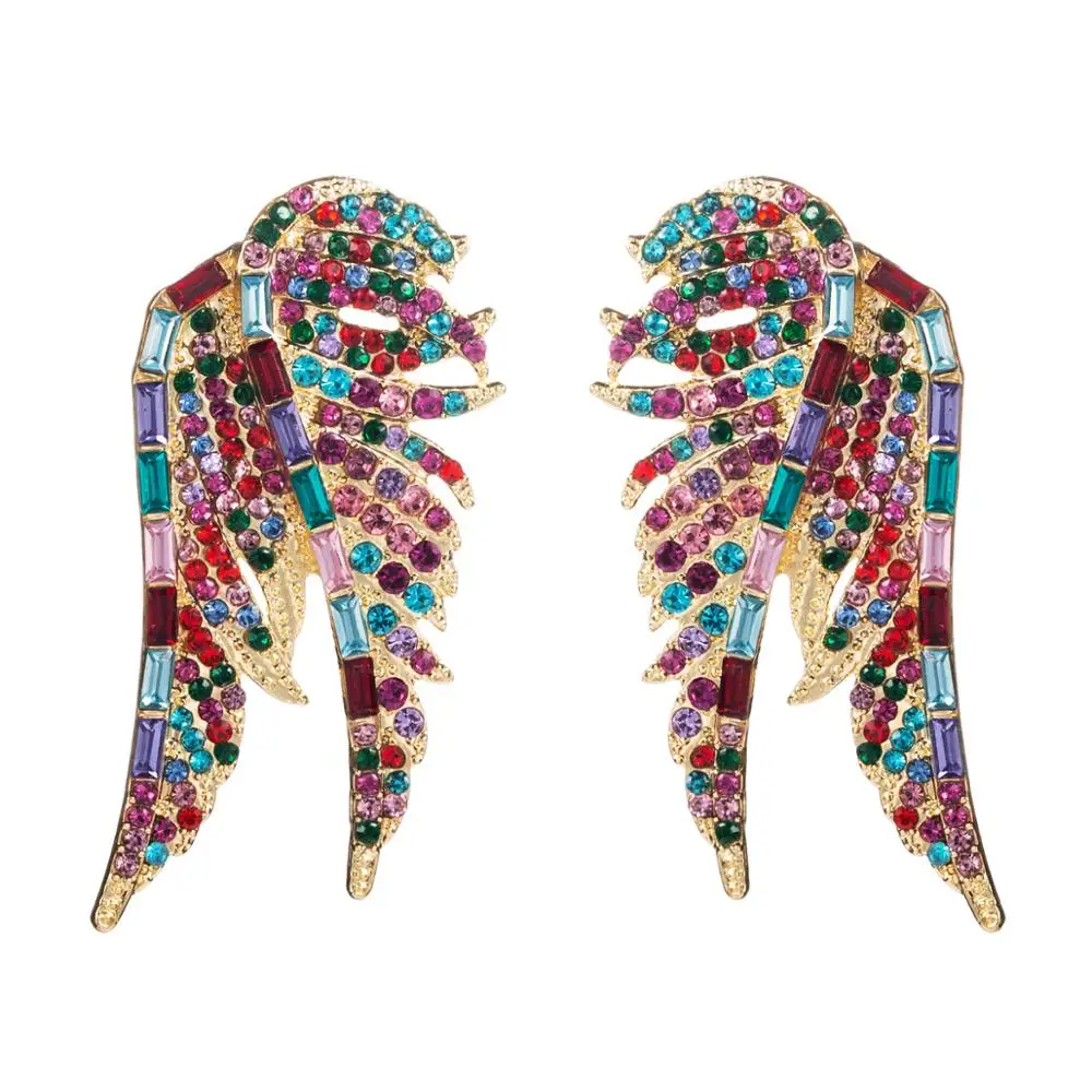 SHIFEEL 2019 New Arrival Occident Fashion Creative Rhinestone Flying bird wings Big Earrings Bohemia hyperbole Women jewelry | Украшения и