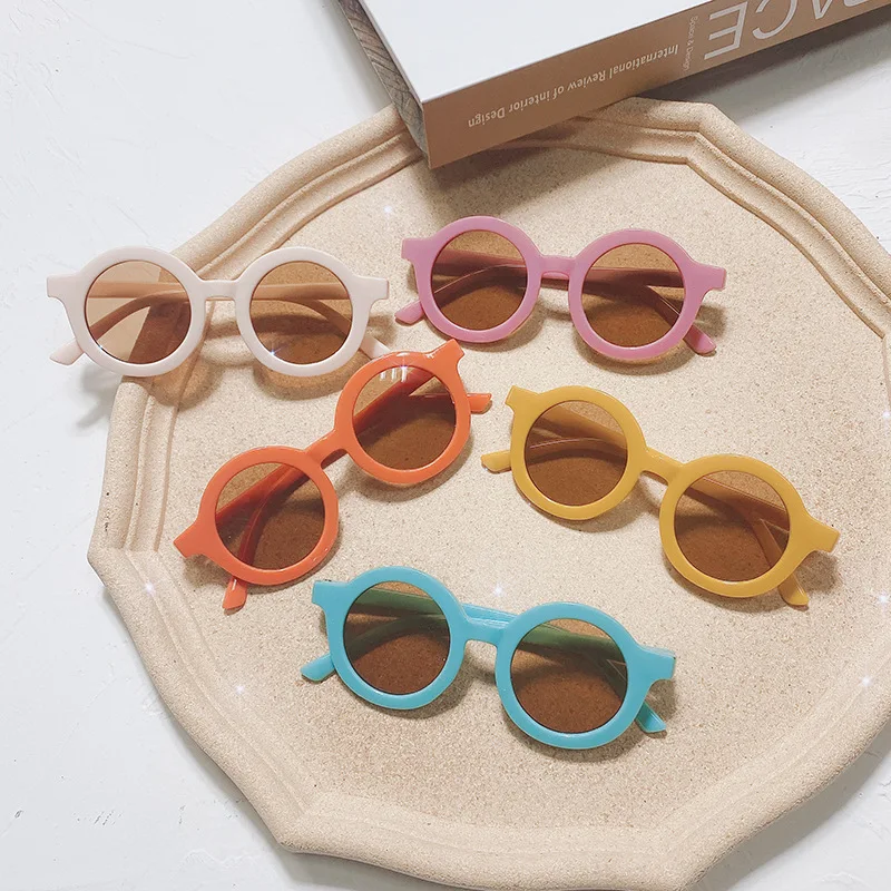 Gafas de sol peque&ntilde;as de montura redonda para ni&ntilde;os, lentes de sol Retro de Color, protecci&oacute;n UV, gafas de sol port&aacute;tiles para exteriores para ni&ntilde;os de moda-2