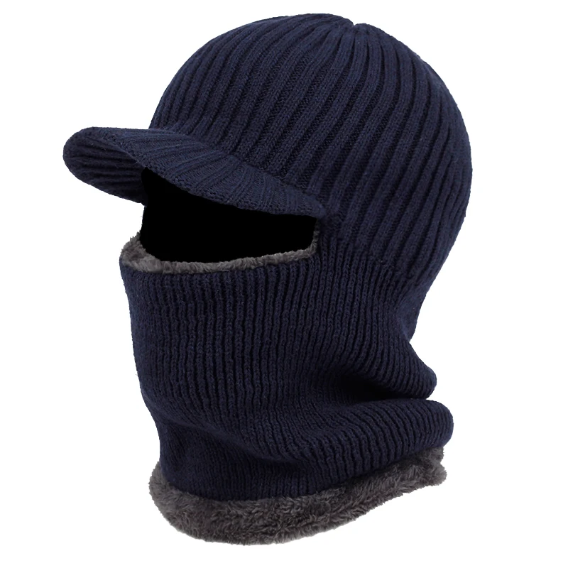 

2022 New Hooded Cap Mask Gorras Bonnet Knitted Hat Collar Winter Caps Plus Velvet Thick Hooded Fashion Outdoor Warm Hats