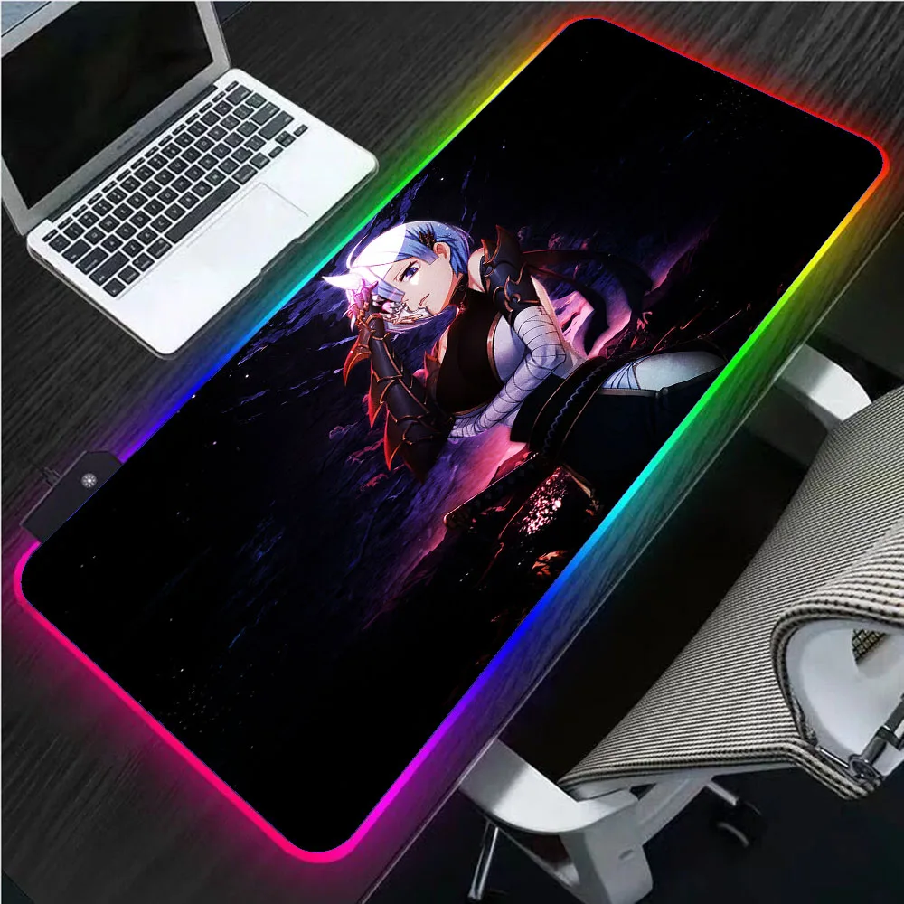 

Anime Girl Rem Re Zero RGB Gaming Mouse Pad Gamer Computer LED Lighting USB Anime Mouse Pad Colorful Luminous Desk Mat Mousepad