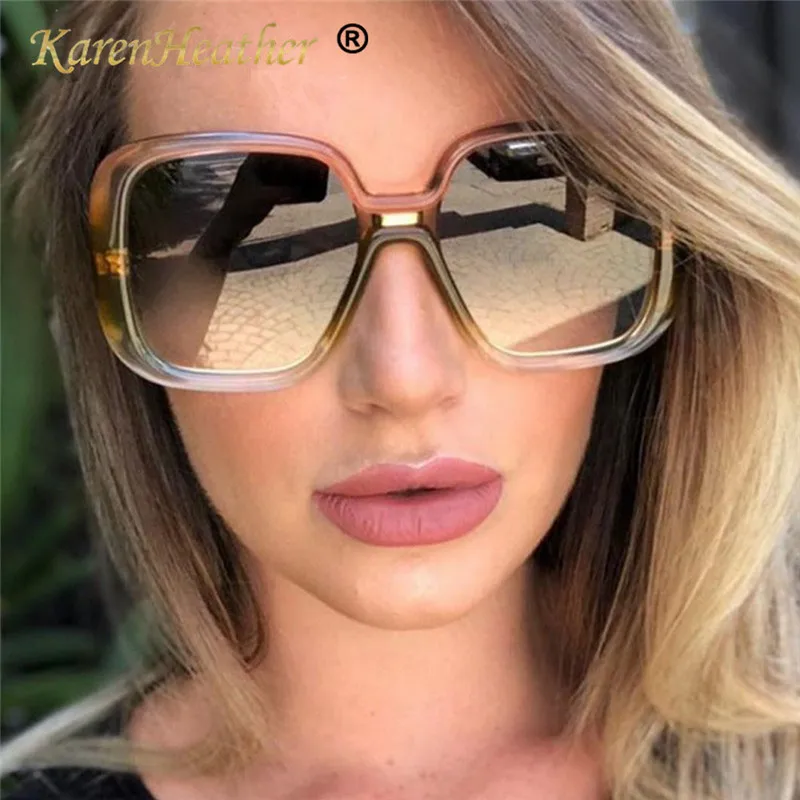 KarenHeather/Модные женские солнцезащитные очки с большой квадратной оправой 2019