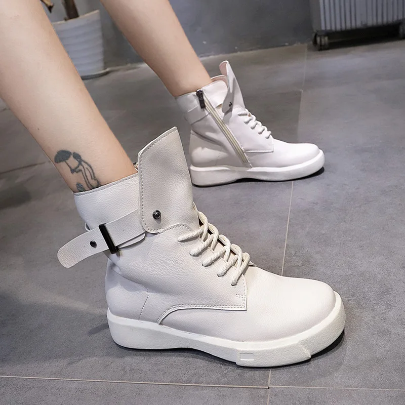 С плоской подошвой на шнуровке для повседневной носки Женские осенние ботильоны