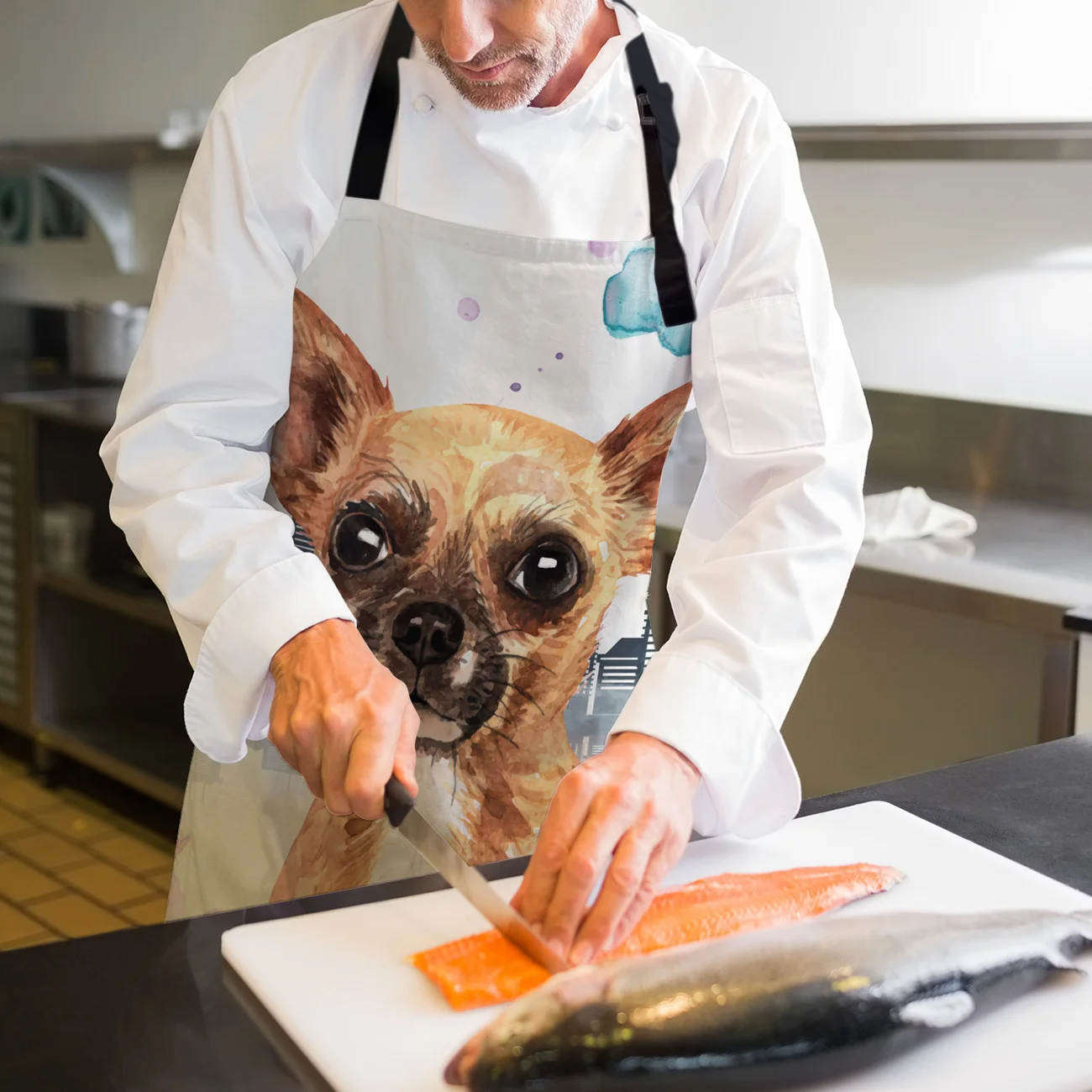 Смешной фартук Ванкувер город здание собака Ji Wawa Кухонные фартуки для женщин