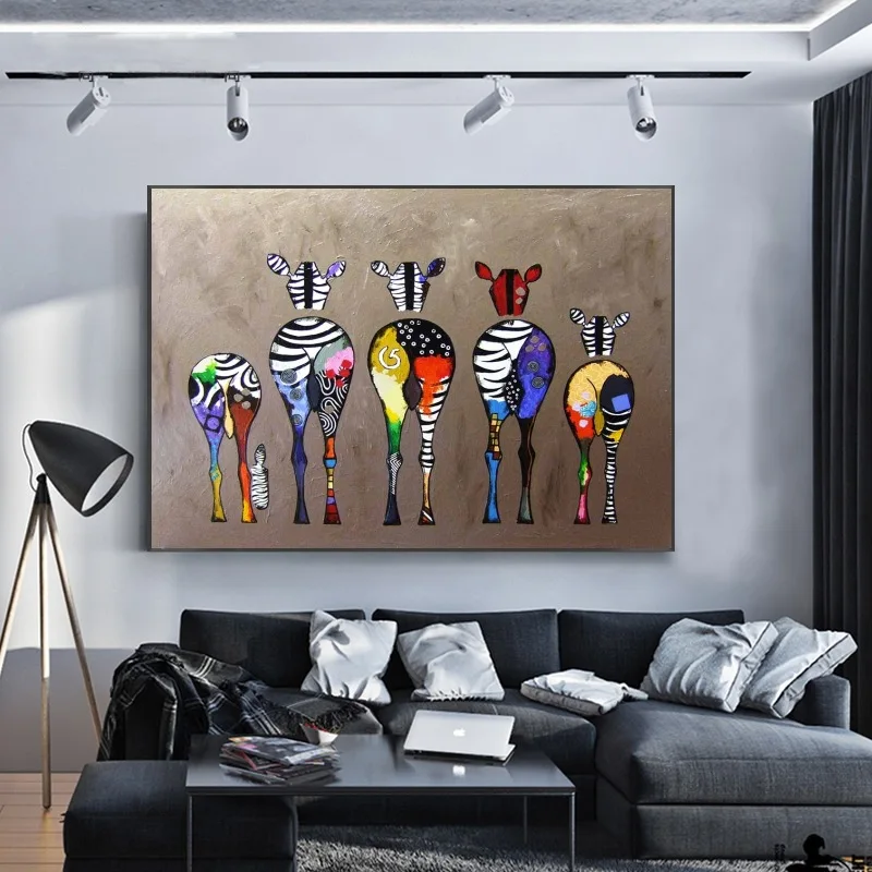 

Abstract zebra on wall oil painting on canvas, posters and prints frames, wall art images for living room No Frame
