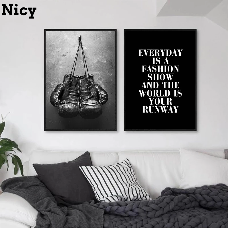 Модный плакат черный белый плавающая девушка винтажная камера цитаты холст