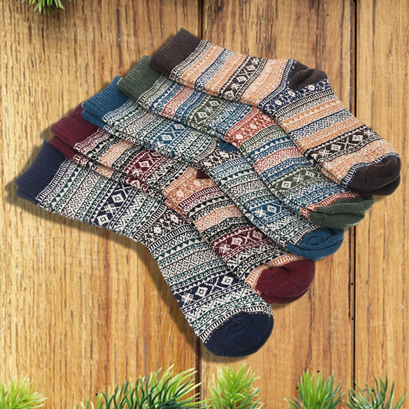 5 пар мужские носки на зиму удерживающие тепло из мягкой шерсти толстые Nordic носок