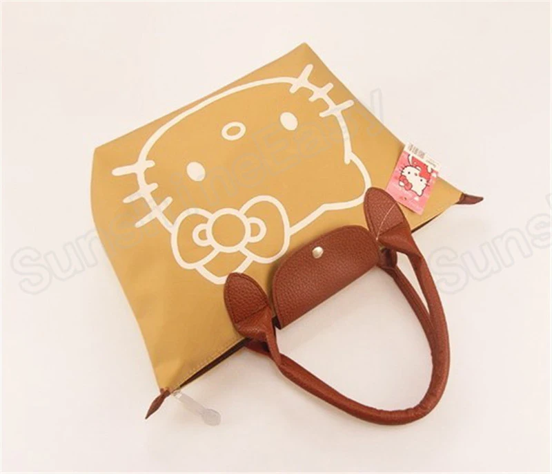 Новая Модная Портативная дамская сумка HELLO KITTY, Большая вместительная Холщовая Сумка на плечо с милым рисунком, клатч, HK-213