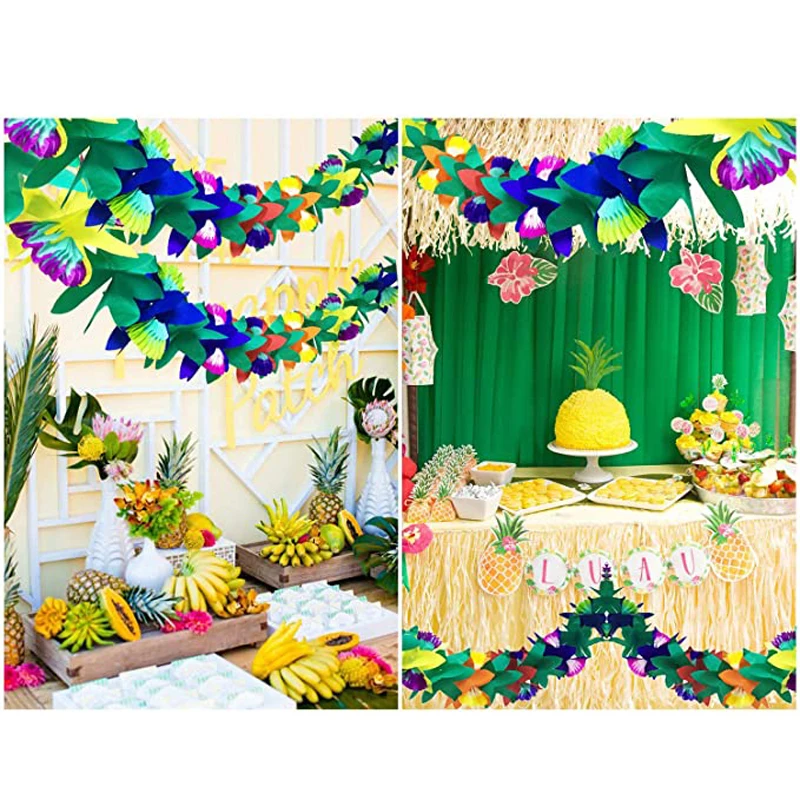 

Hawaiian Tropical Party Decorations Artificial Tropical Palm Leaves Flamingo Jungle Straws Luau Party Birthday Home Table Decor