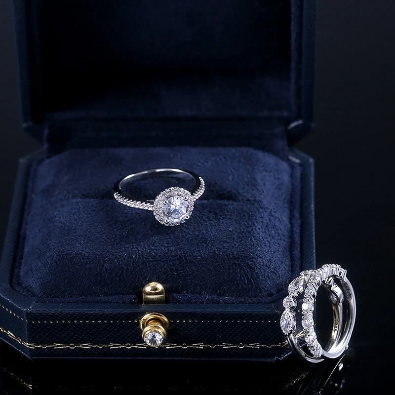 YOBEST 3 Pieces Ring / Inlay Silver Plated White Crystal Zircon Wedding Engagement Ring Size 6-9