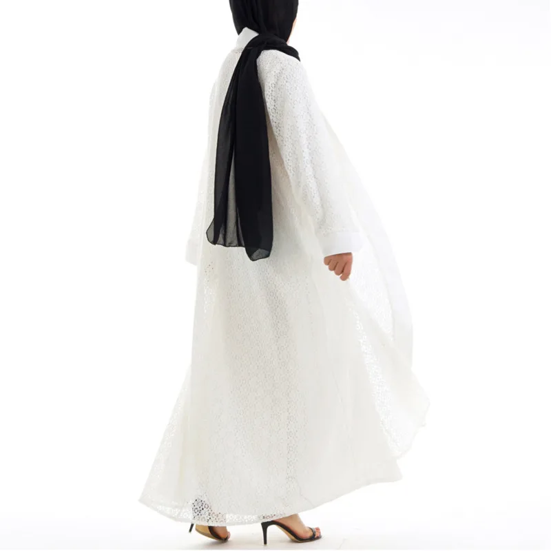 Белый кружевной кардиган мусульманские платья халат Femme abaya Musulmane Исламская