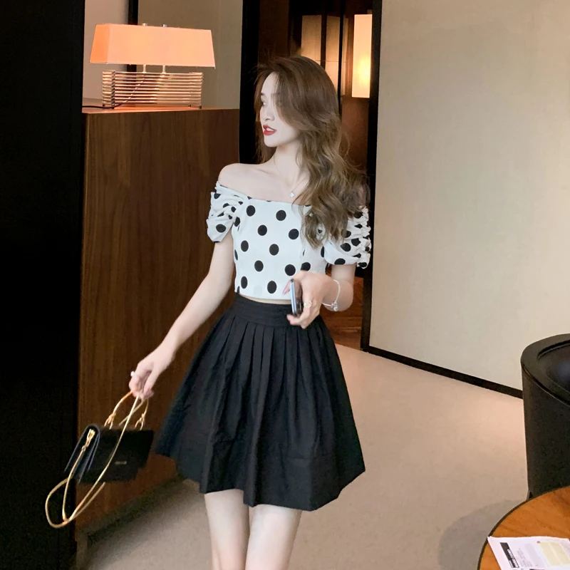 

Women's Trendy Mini Skirt Solid Black High Waist Ball Gown A-Line Skirts Above Knee Easy Matching Summer 2021