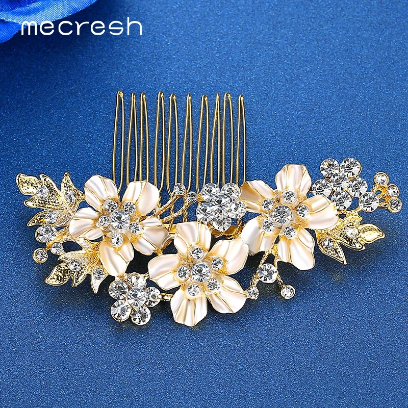 Украшения для волос Mecresh свадебные с цветами серебристые украшения FS243