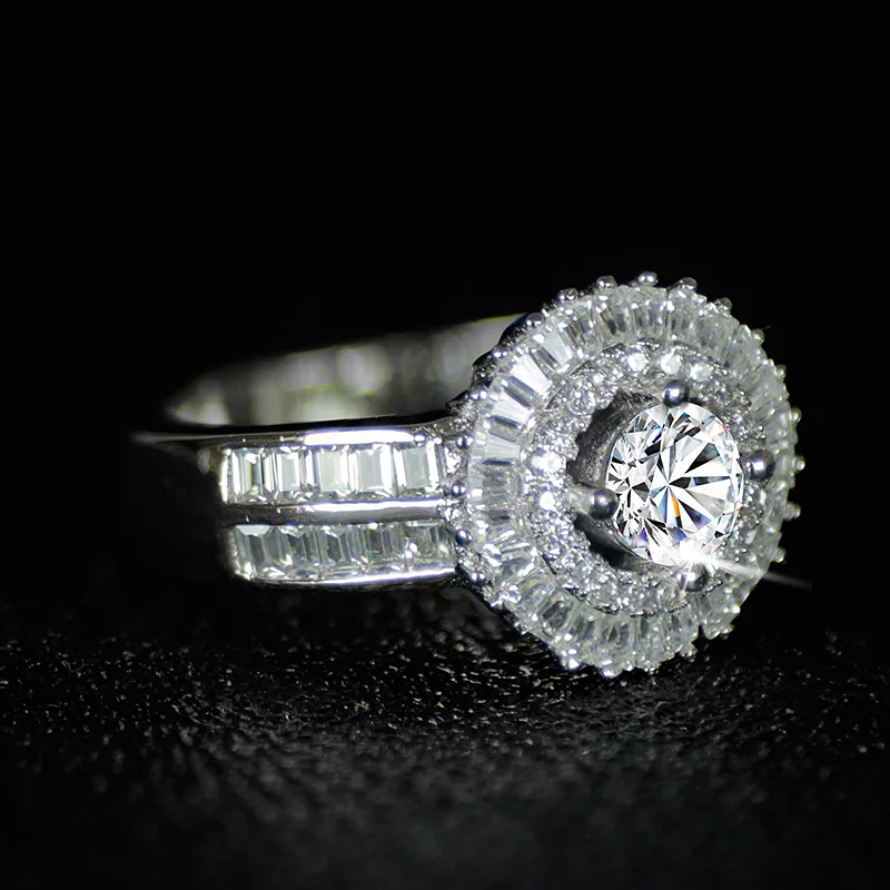 

Moonso solid New Design! Luxury 100% 925 Sterling Silver Wedding Engagement Finger Rings for Women fashion finger Jewelry R4316S