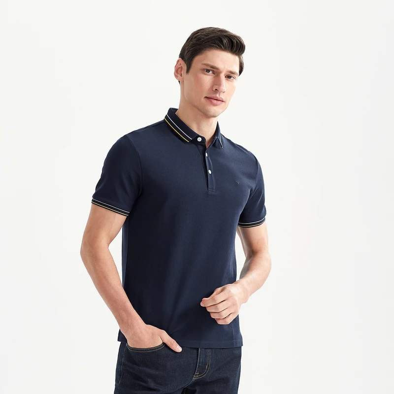 

Seven Brand Men's Short-sleeved Polo Summer Men's Fashion Colour Collar Half Sleeve Breathable Sweat Absorb Youth Polo Shirt
