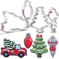 keniao christmas cookie cutter set 4 pc truck with christmas tree light bulb biscuit fondant bread molds stainless steel