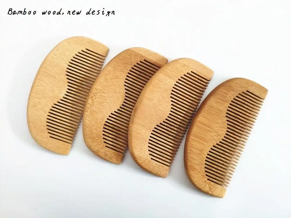 1PCS New Style Bamboo Wood Pocket Beard Comb Black Small Peach Hair Brush Make Up Tool For Men | Уход за волосами и укладка