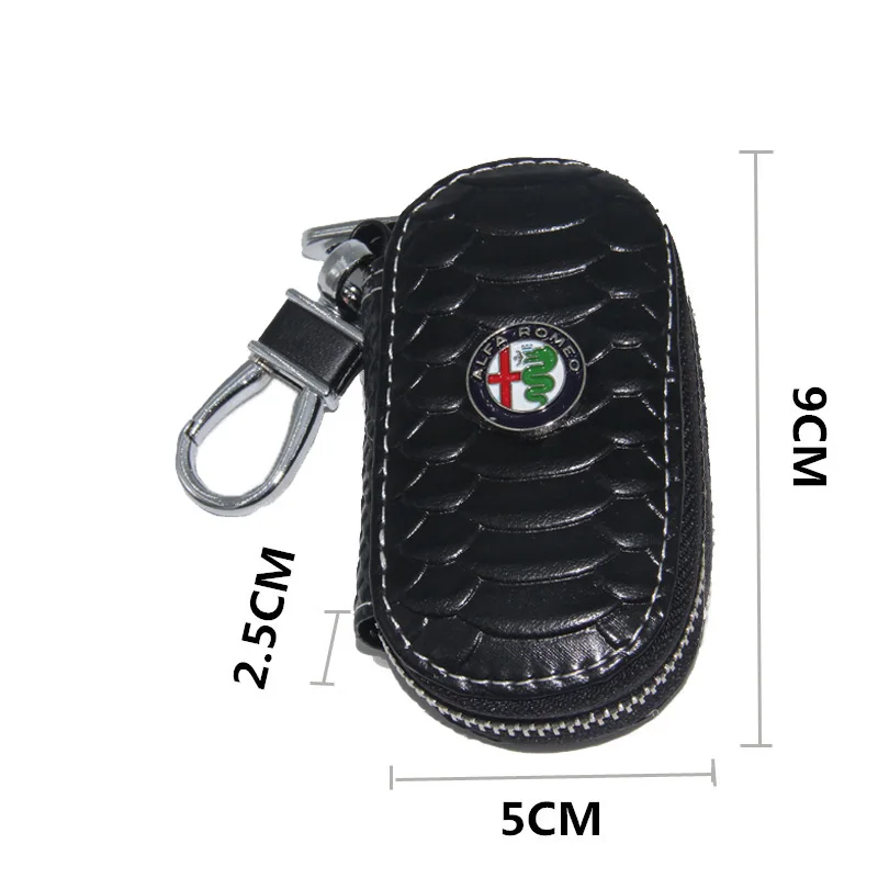 Черный чехол для автомобильных ключей из натуральной кожи с логотипом бренда