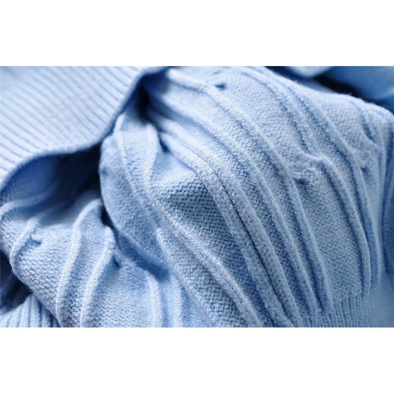 

Sukibandra Autumn Winter Light Blue Oversized Knitted Sweater Women O Neck Casual Loose Jumper Fall 2020 Womens Woman Sweaters