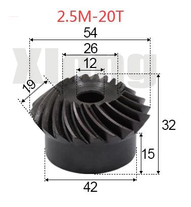 

2pcs 2.5M-20 Teeths Inner Hole: 12mm Precision Spiral Bevel Gear Spiral Bevel Gear