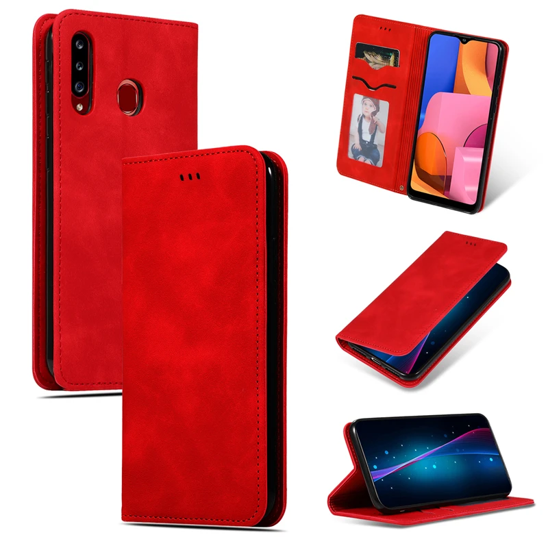 For Samsung Galaxy A20s Case Phone Bag Book Wallet Cover for Retro Business Flip Leather | Мобильные телефоны и